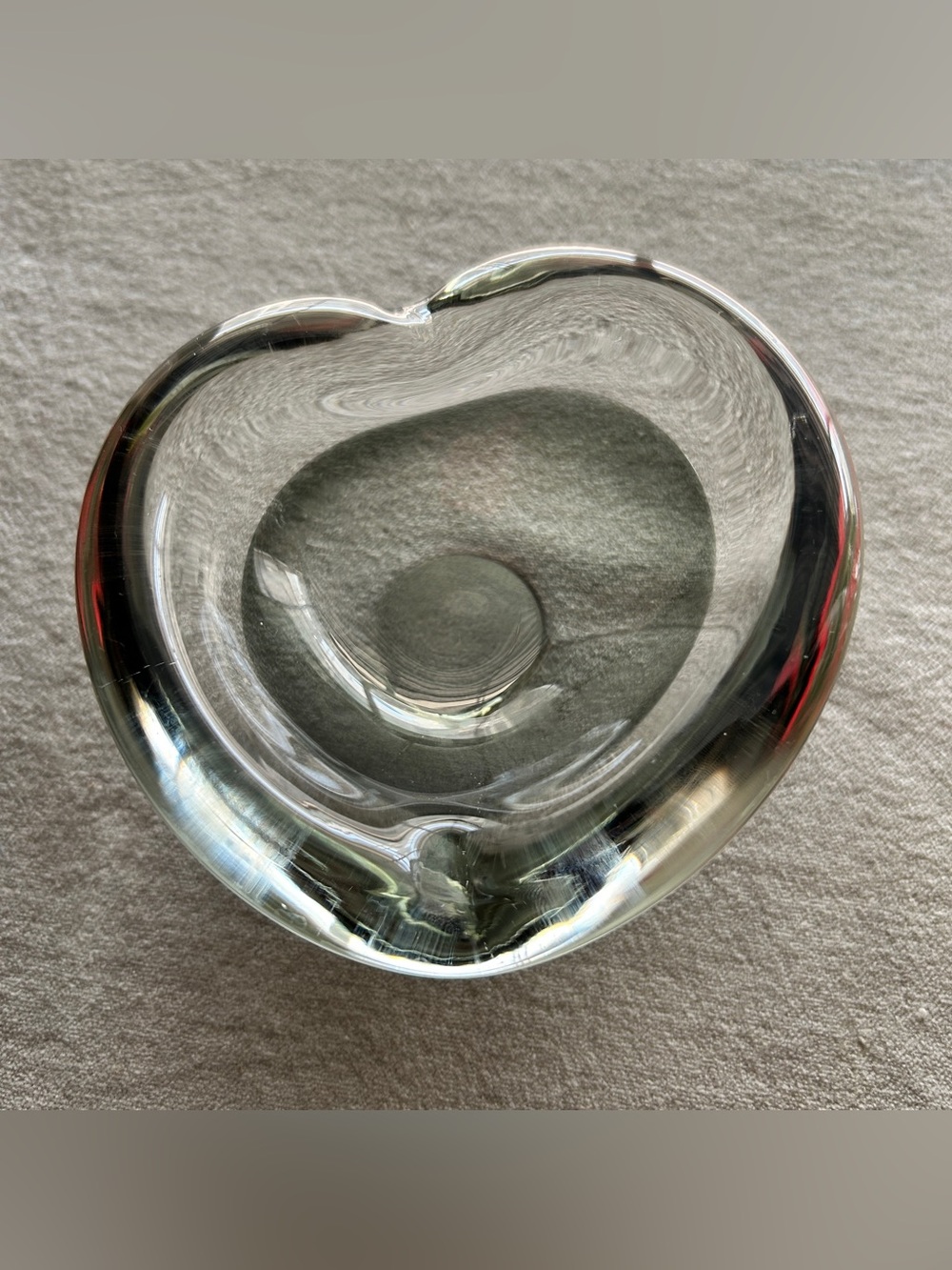 Vintage Scandinavian Style Art Glass Heart Shaped Small Trinket Dish Bowl